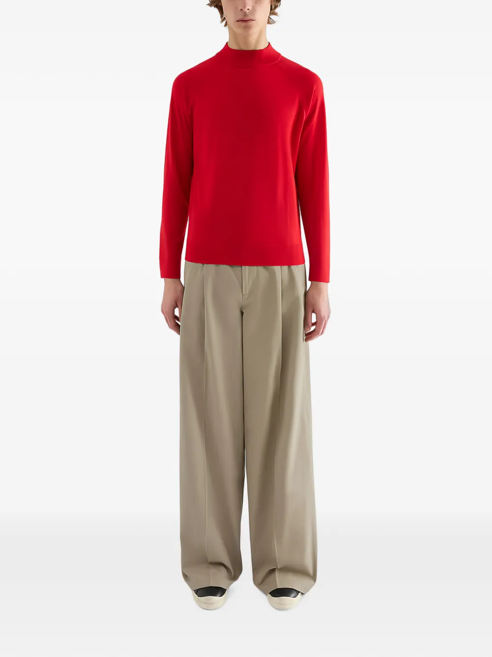 Jil Sander Plooibroek met wijde pijpen Beige