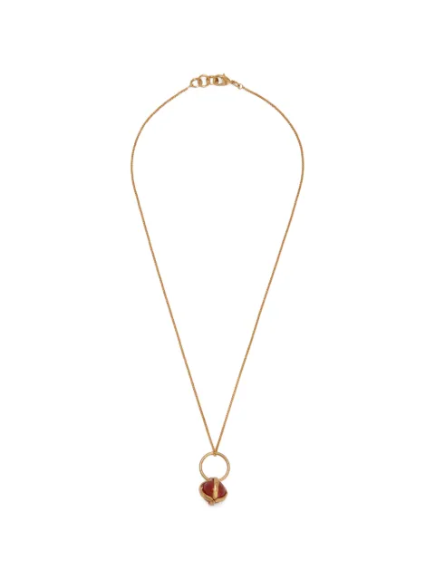 Jil Sander agate-pendant brass necklace