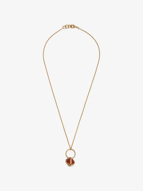 Jil Sander agate-pendant brass necklace