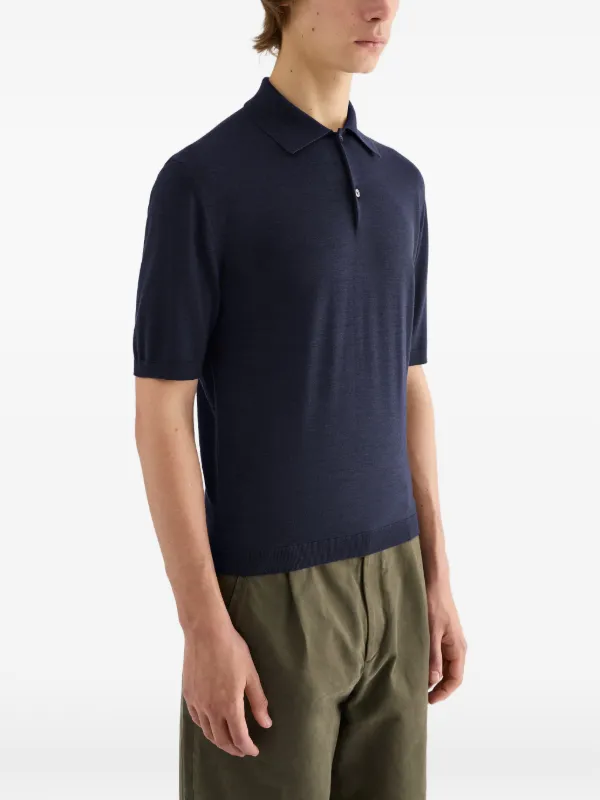 Jil Sander short-sleeve Wool Polo Shirt | Blue | FARFETCH