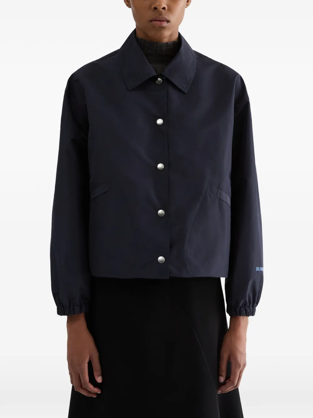 Jil Sander Ruimvallende technische faille blouse met logo-applicatie op de mouw Blauw