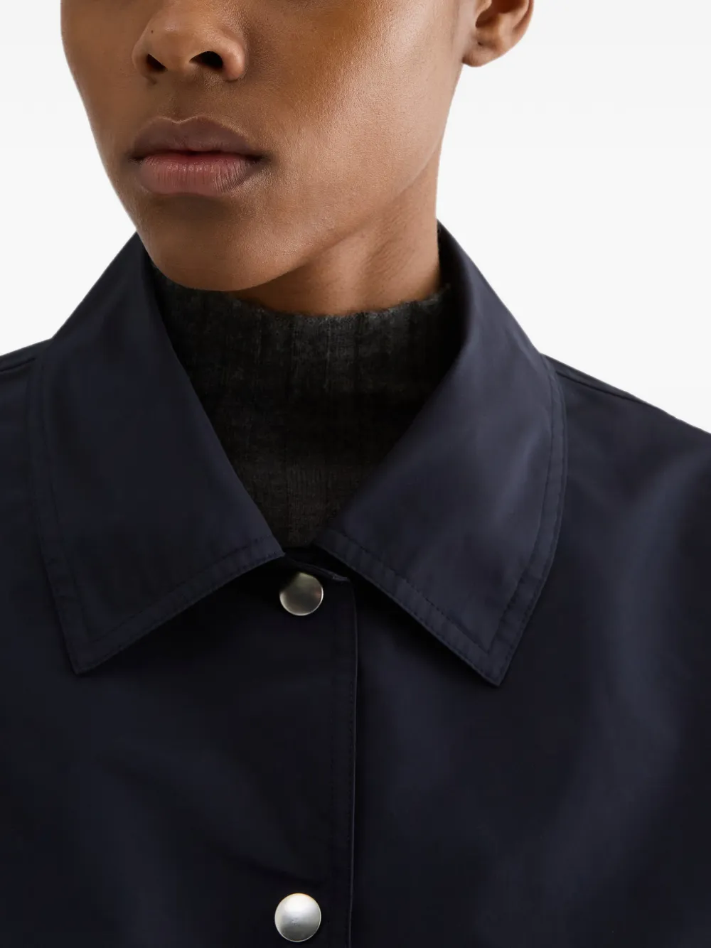 Jil Sander Ruimvallende technische faille blouse met logo-applicatie op de mouw Blauw