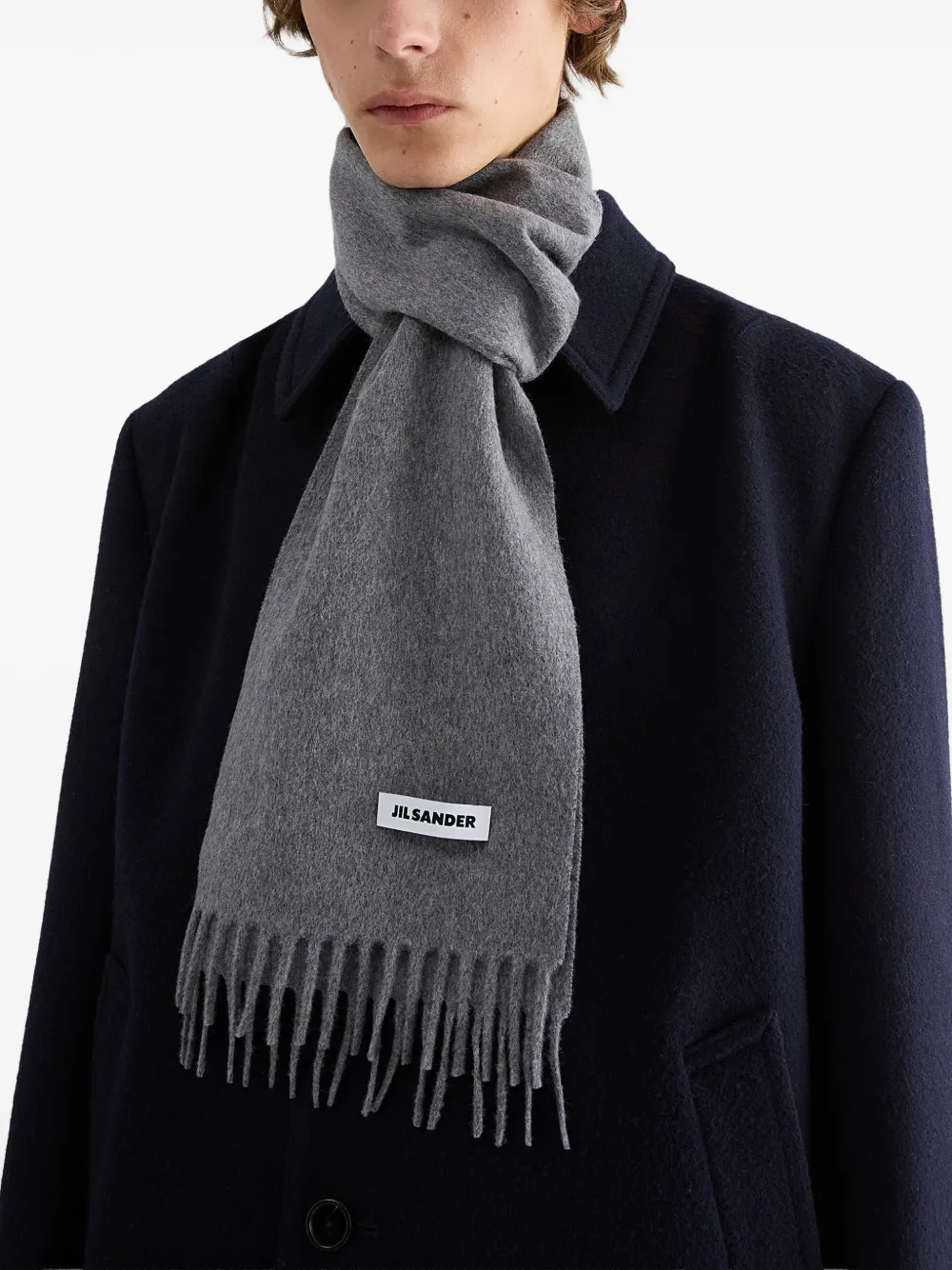 Jil Sander Sjaal met franje Grijs