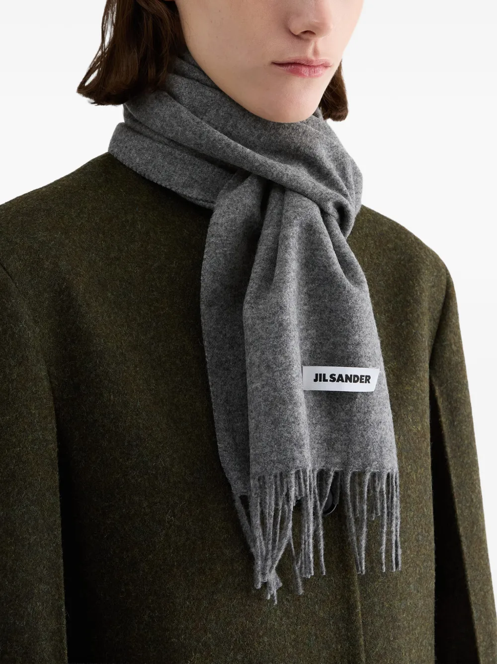 Jil Sander Sjaal met franje Grijs