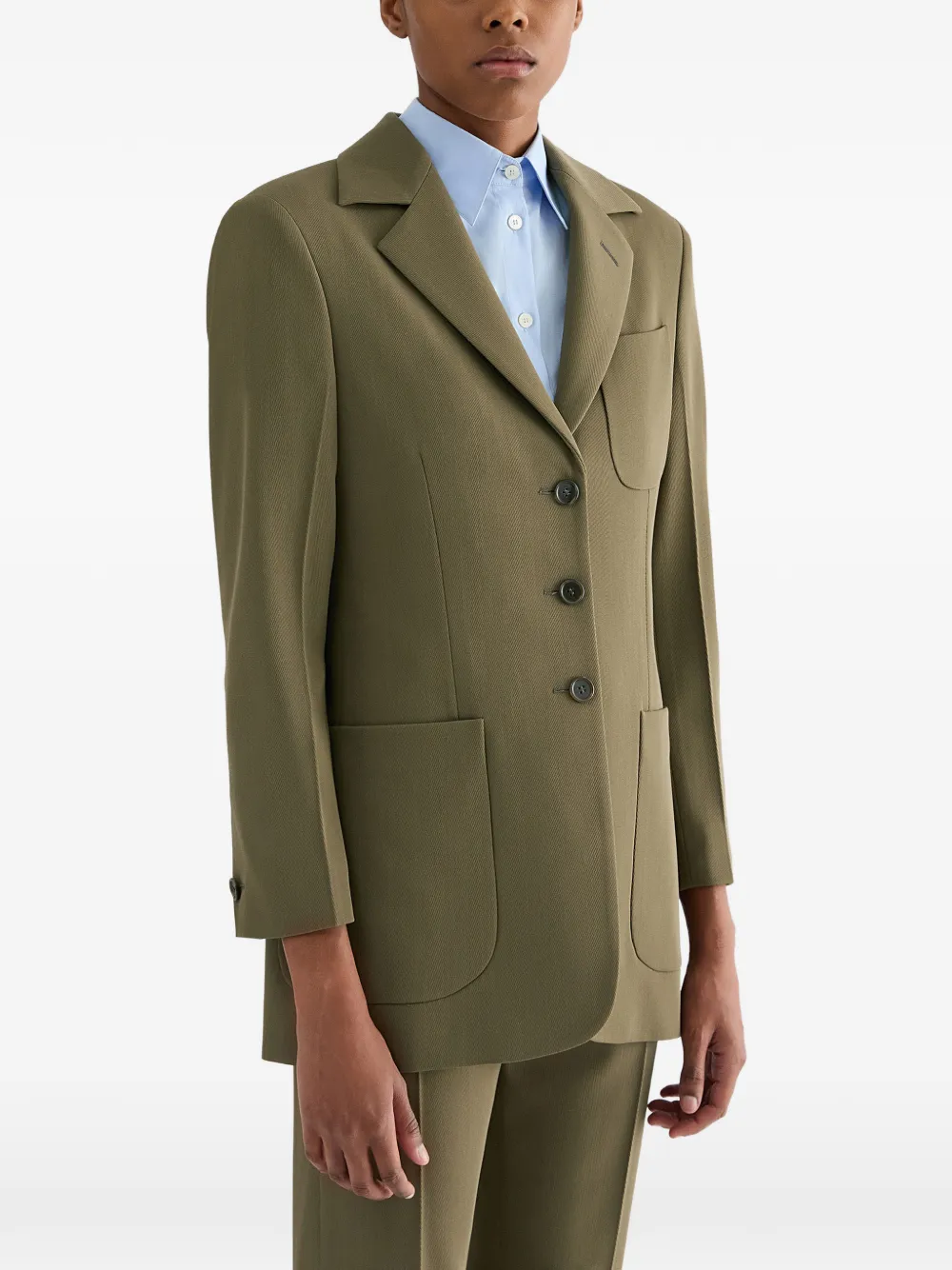 Jil Sander Wollen blazer met enkele rij knopen Groen