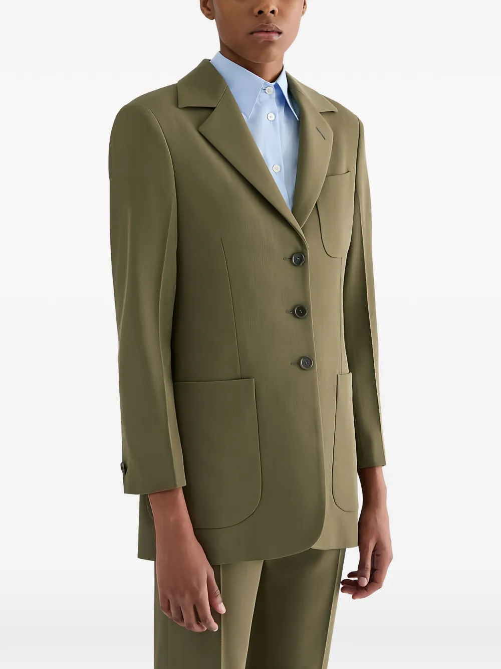 Jil Sander Wollen blazer met enkele rij knopen Groen