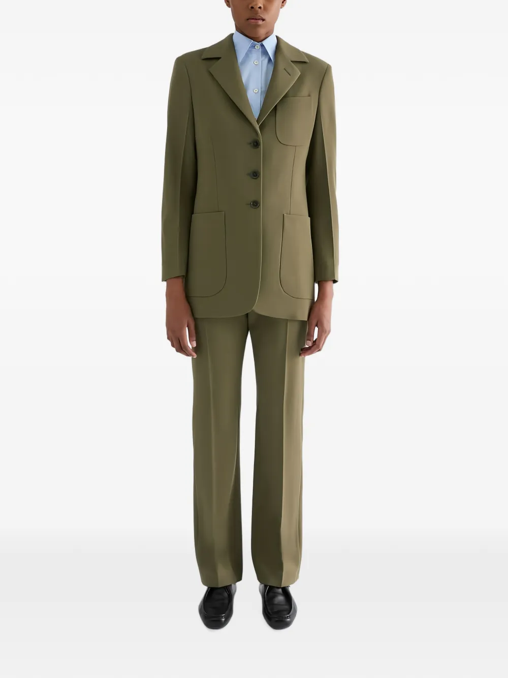 Jil Sander Wollen blazer met enkele rij knopen Groen