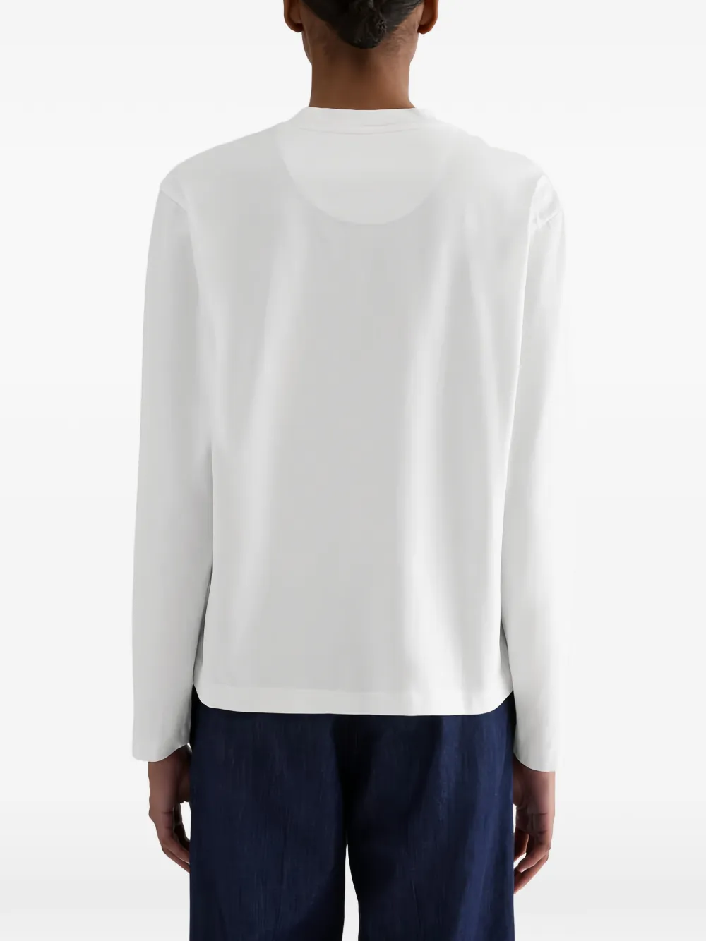 Jil Sander T-shirt met lange mouwen en geborduurd logo Wit