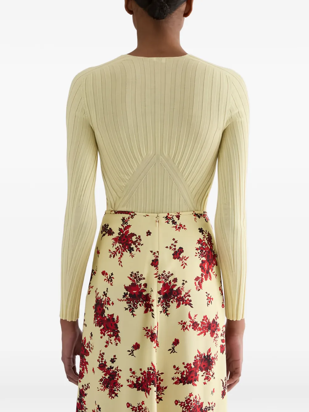 Jil Sander Geribbelde top met V-hals Geel