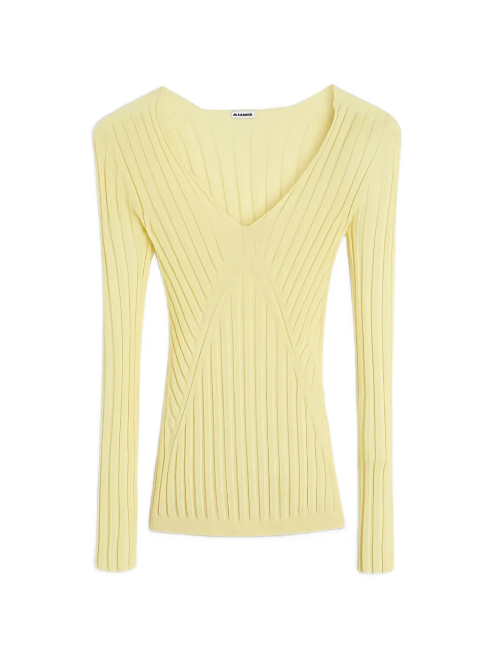 Jil Sander Geribbelde top met V-hals Geel