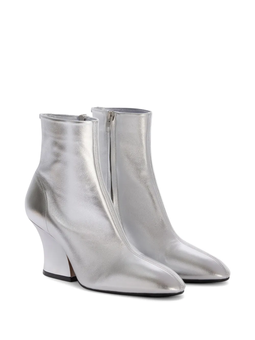 Jil Sander metallic-finish ankle boots Zilver