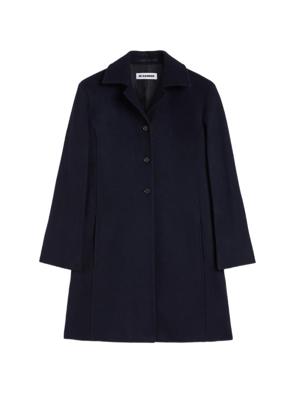Jil Sander felt wool coat slim-fit with sculpted shape and raw edge detail