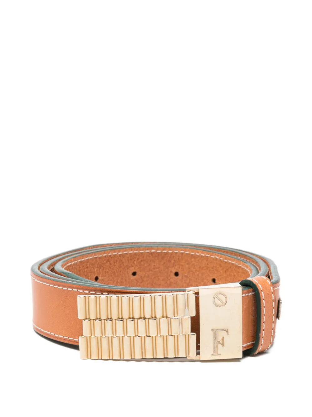 Gianfranco Ferré Pre-Owned 2000 logo-engraved buckle belt - Toni neutri