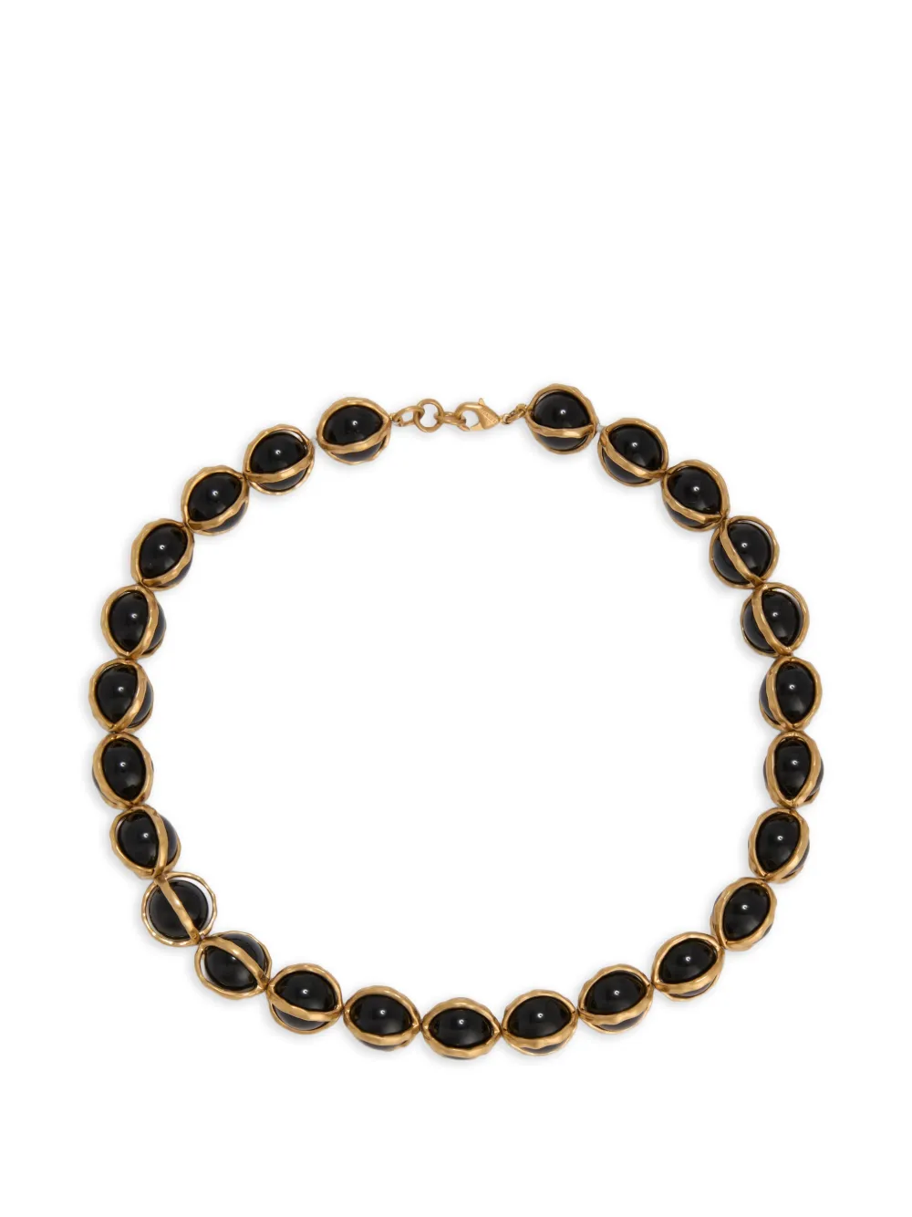 Jil Sander onyx-embellished brass necklace - Nero
