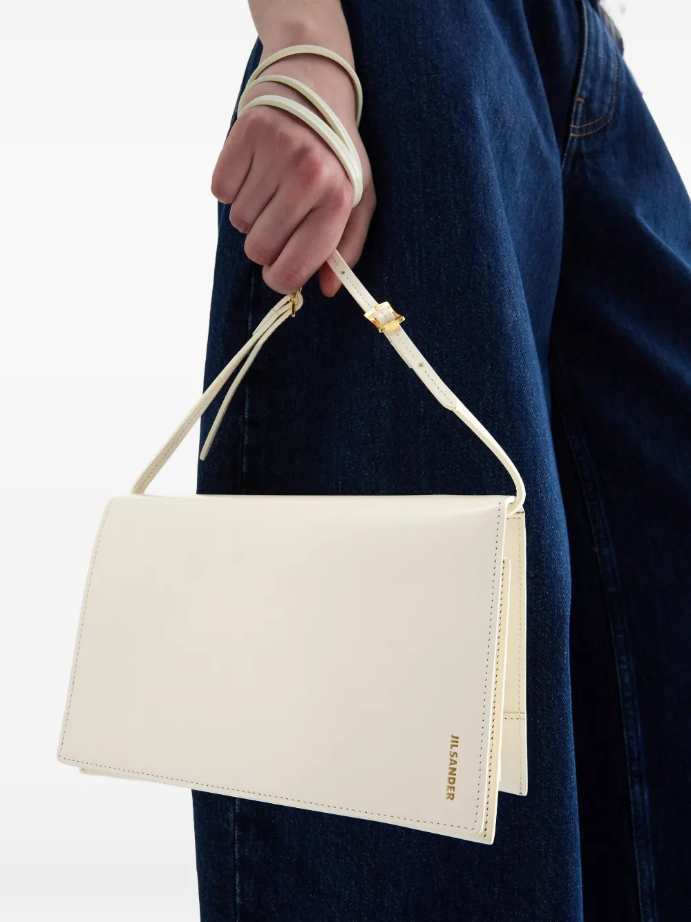 Jil Sander Kleine File schoudertas Wit