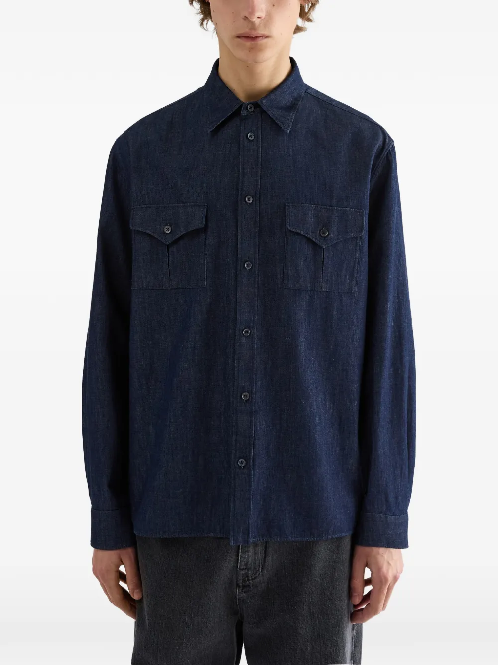 Jil Sander Chambray katoenen overhemd Blauw