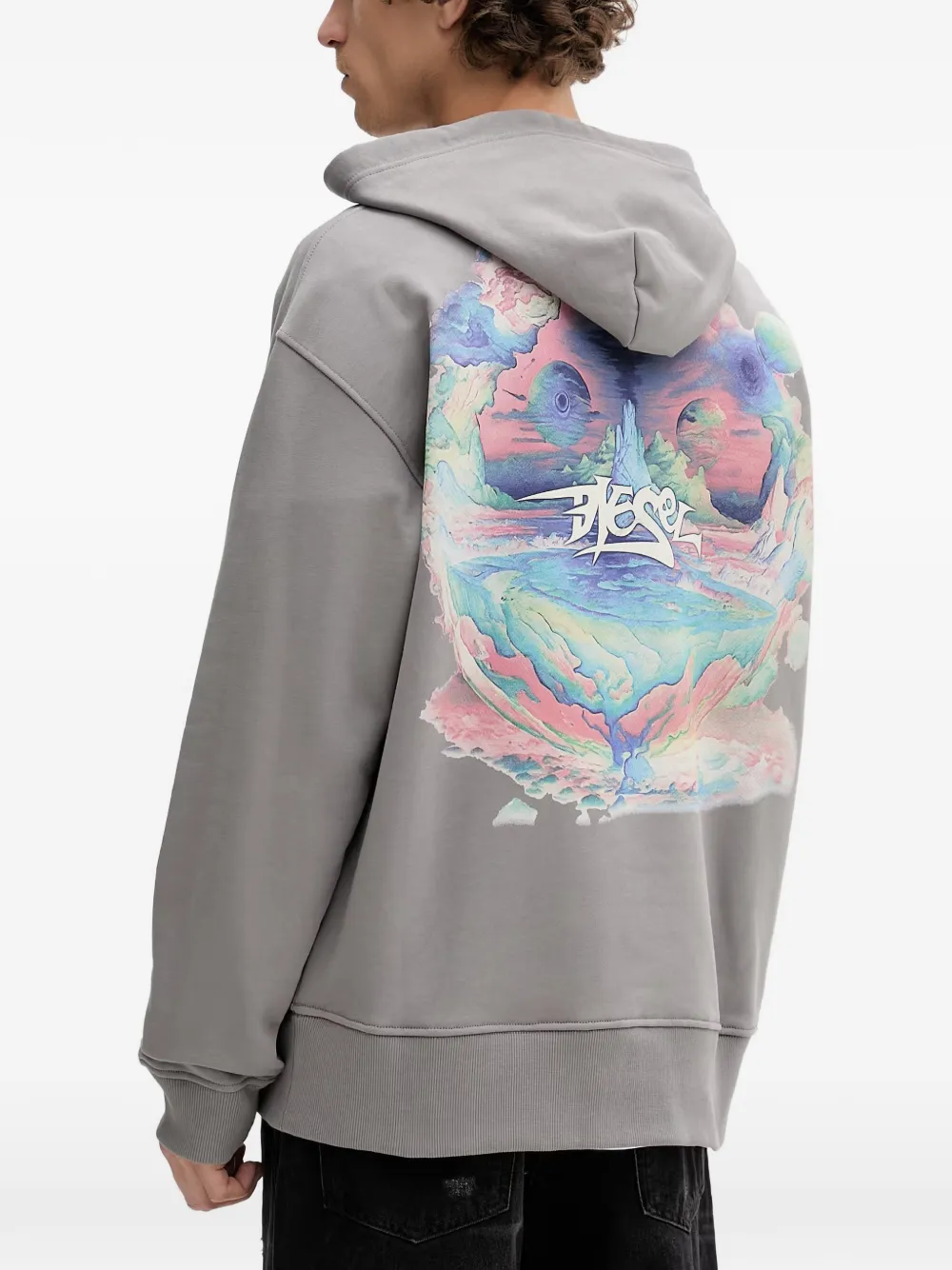 Diesel S-Macs-Hood-V2 hoodie met grafische print en geborduurd logo Grijs