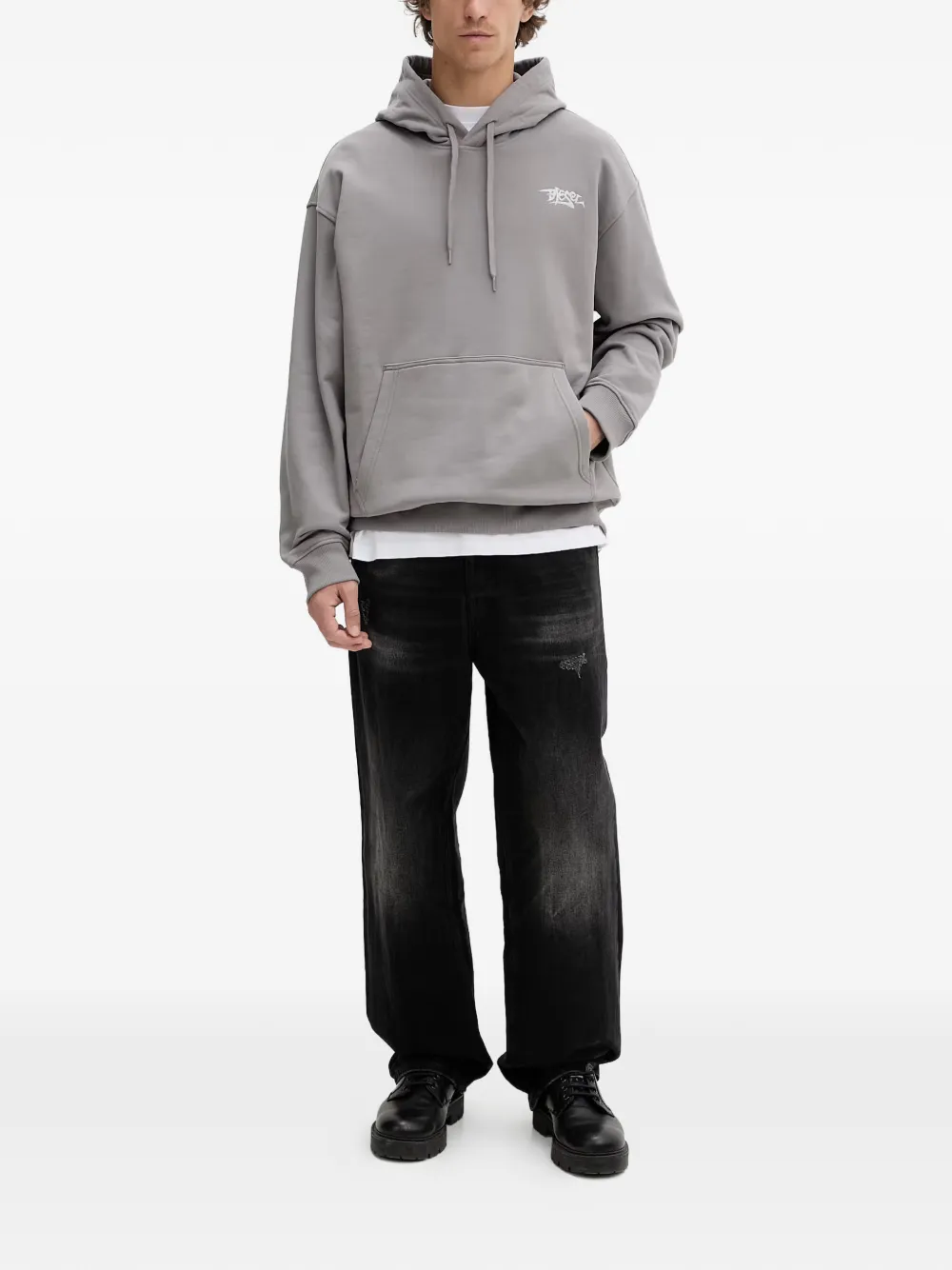 Diesel S-Macs-Hood-V2 hoodie met grafische print en geborduurd logo Grijs