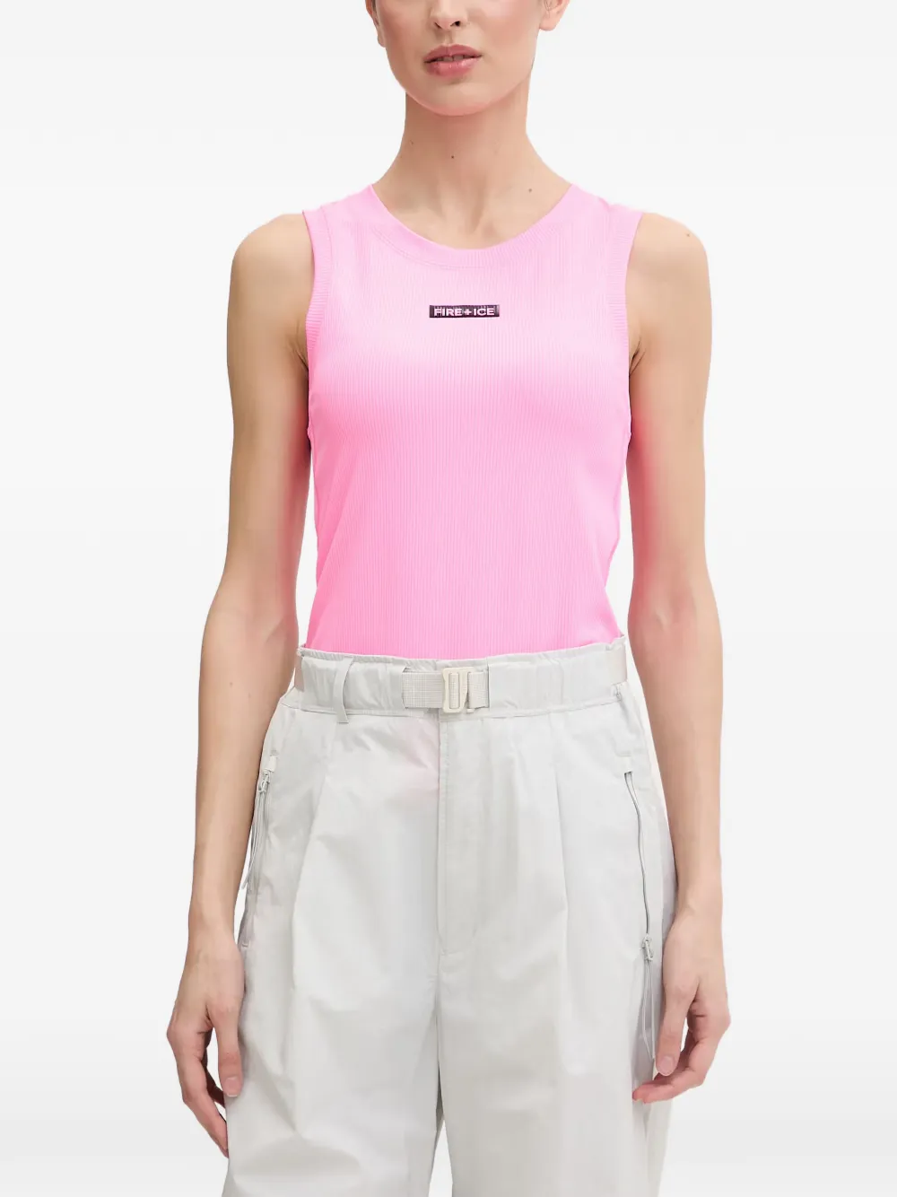 BOGNER FIRE+ICE Manya ribbed logo-patch tank top - Rosa