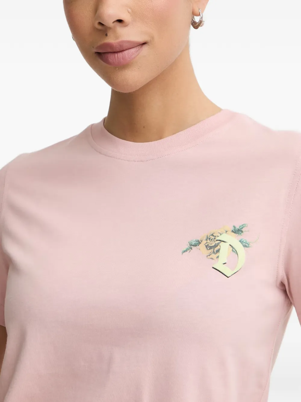Diesel T-shirt met logopatch Roze