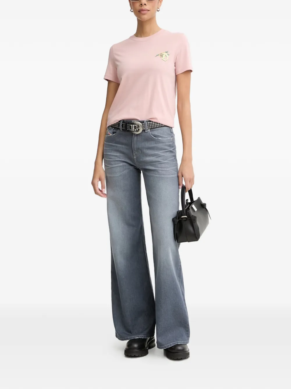 Diesel T-shirt met logopatch Roze