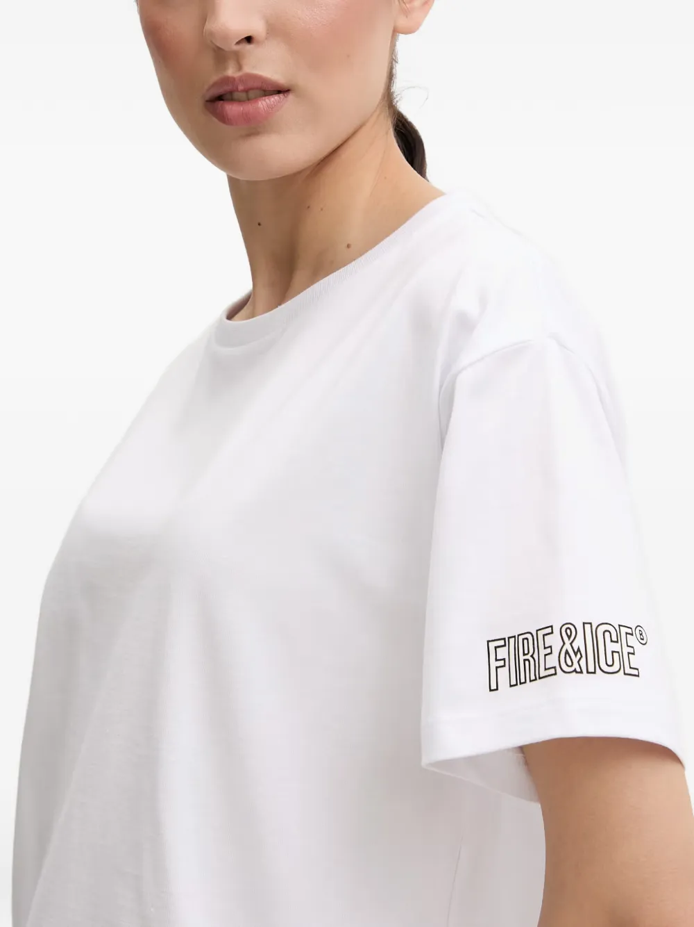 BOGNER FIRE+ICE T-shirt met logoprint met ronde hals Wit