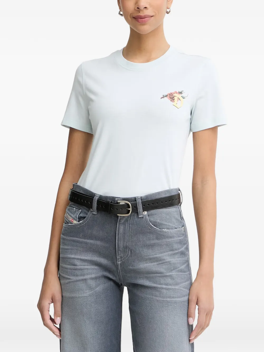 Diesel rose-print T-shirt - Blu