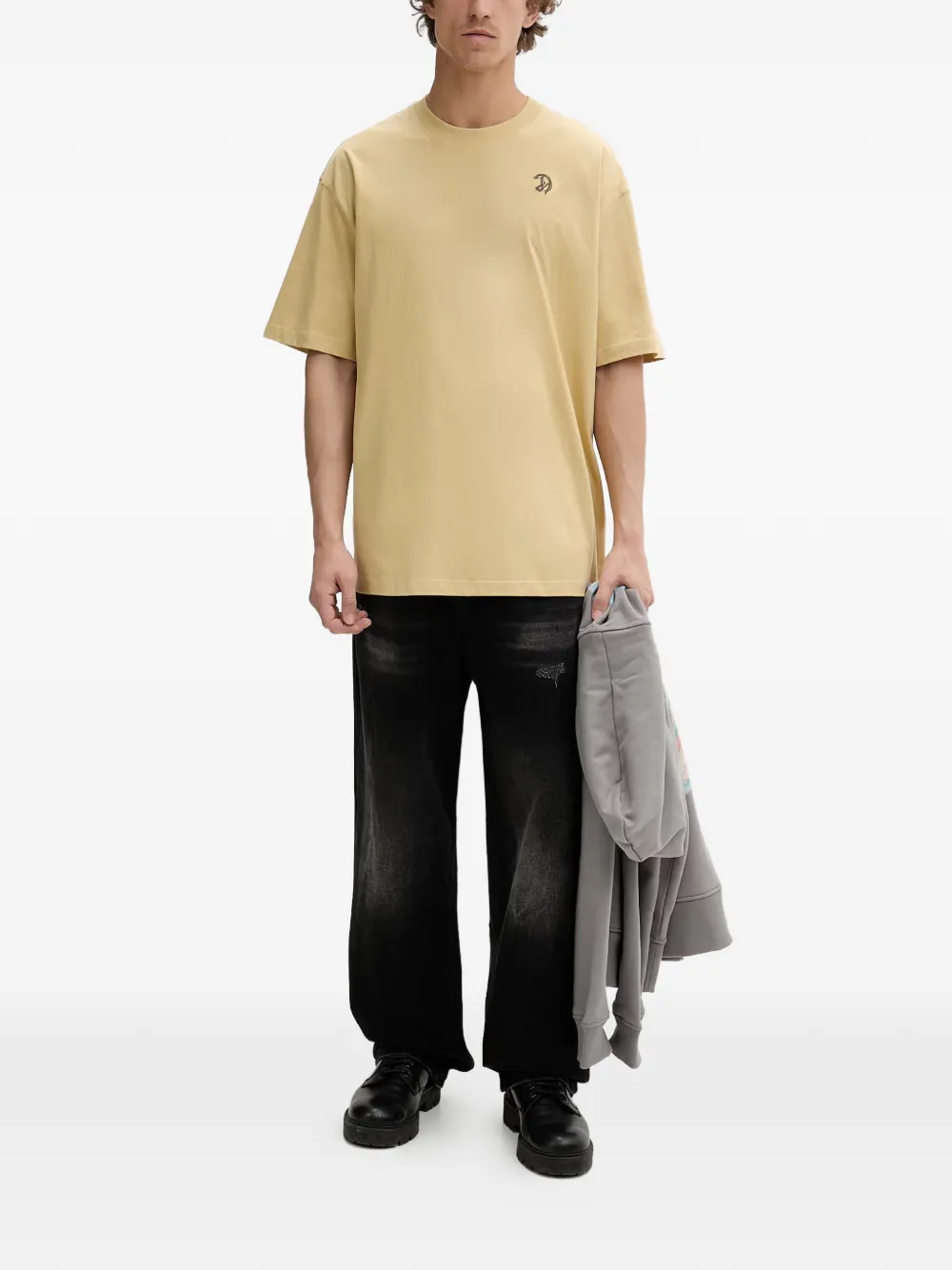 Diesel T-shirt met geborduurd logo Beige