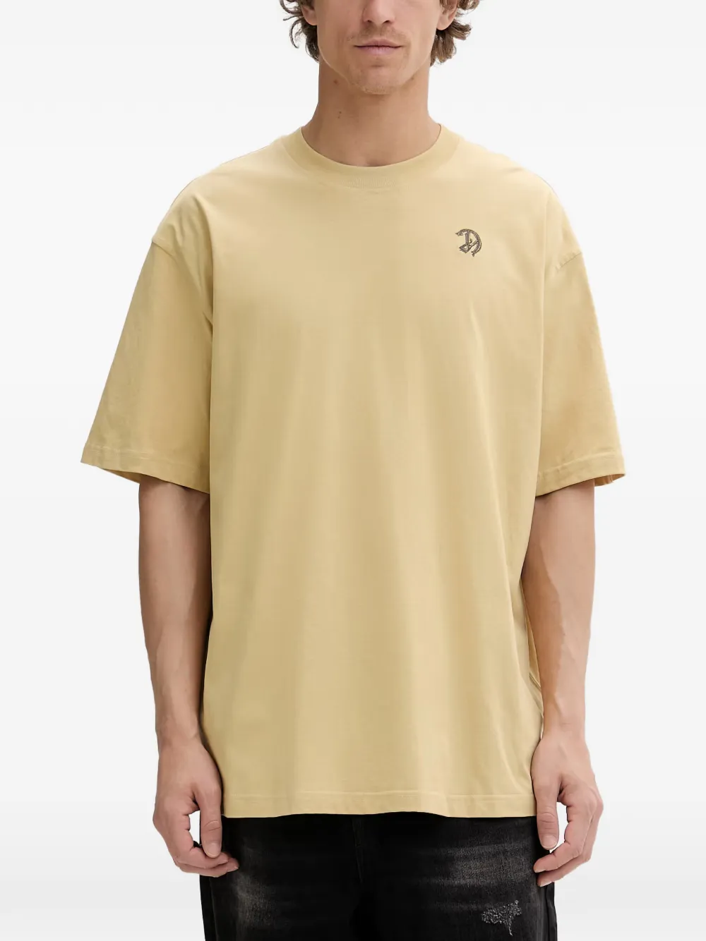 Diesel logo-embroidered graphic-print T-shirt - Nude
