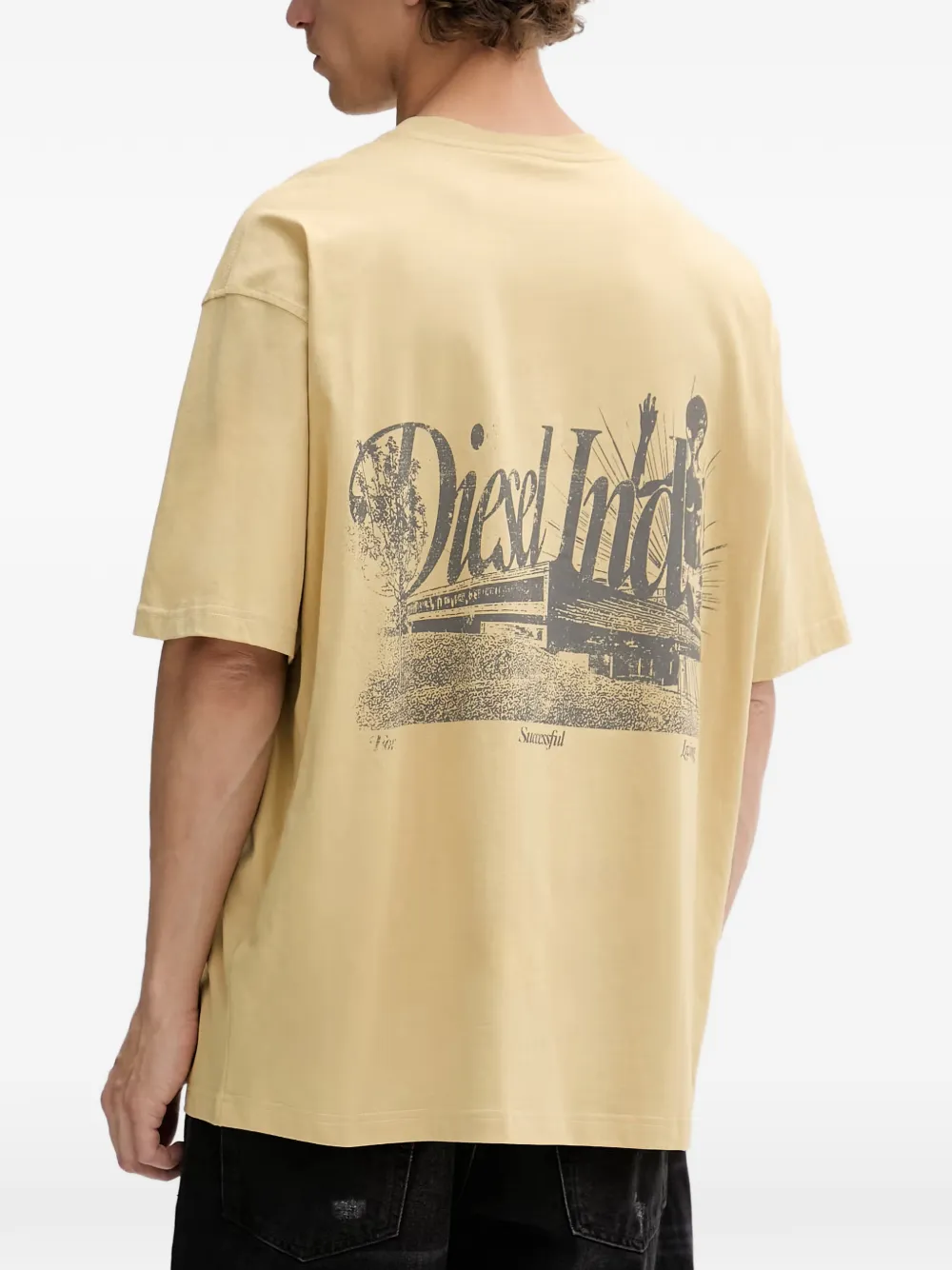 Diesel T-shirt met geborduurd logo Beige
