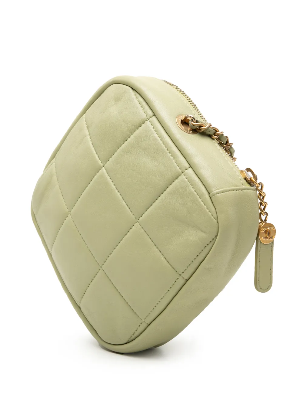  Chanel Pre-owned Bandolera Clutch With Chain A Rombos En Piel De Borrego Acolchado Con Logo Cc 2020 - Verde 