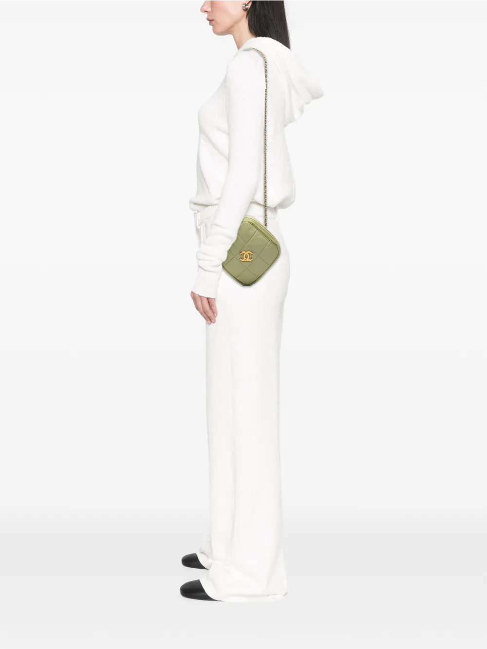  Chanel Pre-owned Bandolera Clutch With Chain A Rombos En Piel De Borrego Acolchado Con Logo Cc 2020 - Verde 