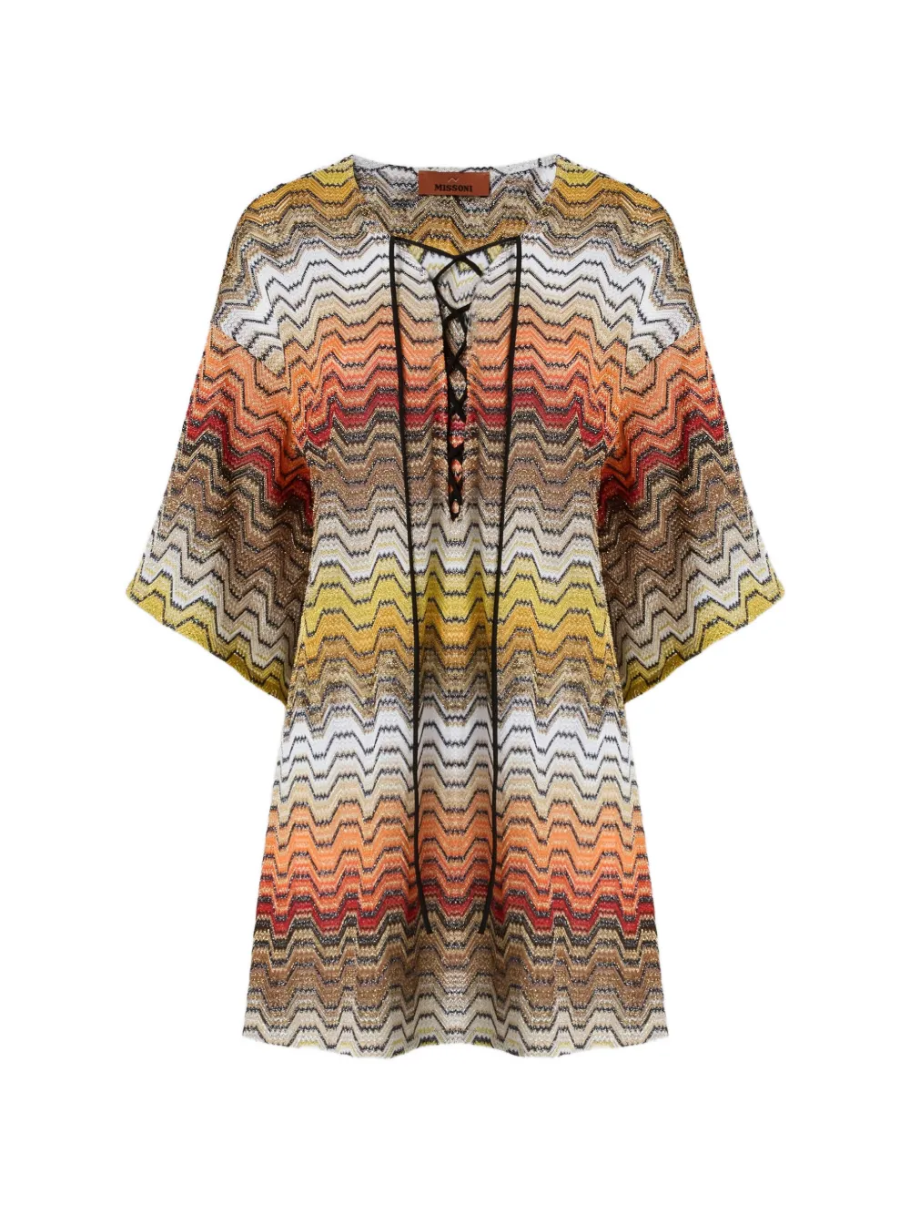 Missoni short caftan in viscose lamé - Orange