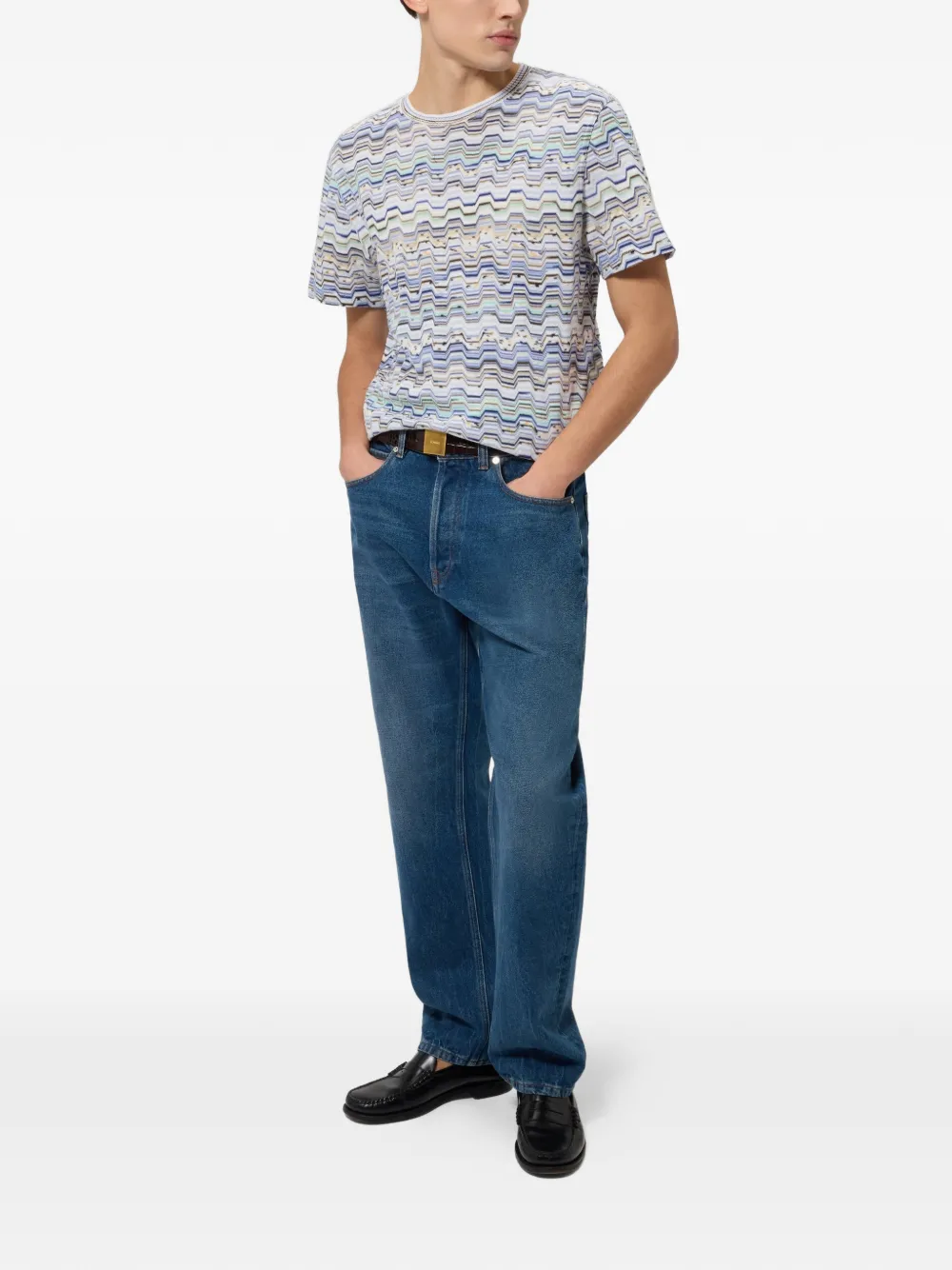 Missoni Poloshirt met korte mouwen en zigzag-patroon Wit
