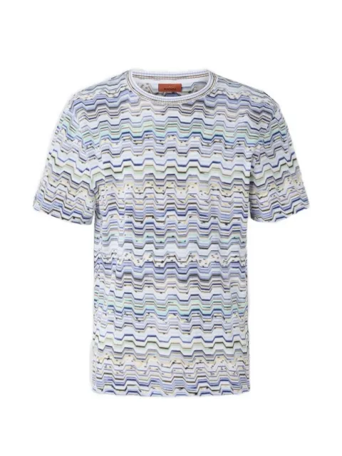 Missoni crew-neck cotton T-shirt with raschel knit and greek motif