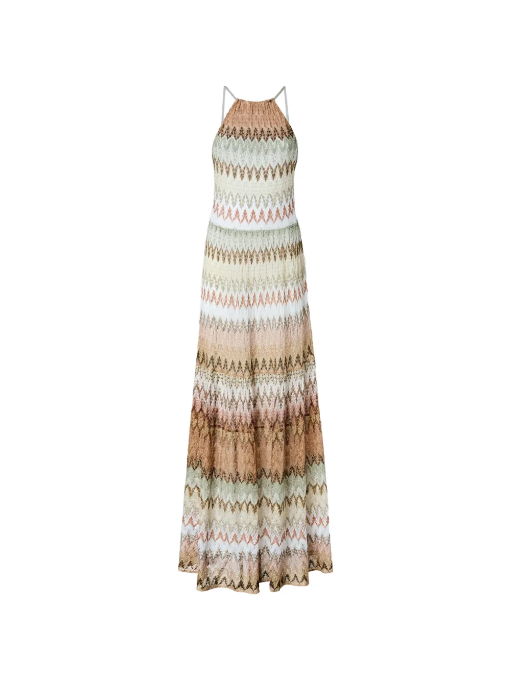 Missoni zigzag-pattern halterneck maxi dress - Nude