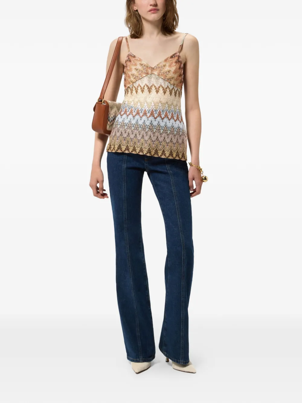 Missoni Gebreide top met zigzag-patroon Beige