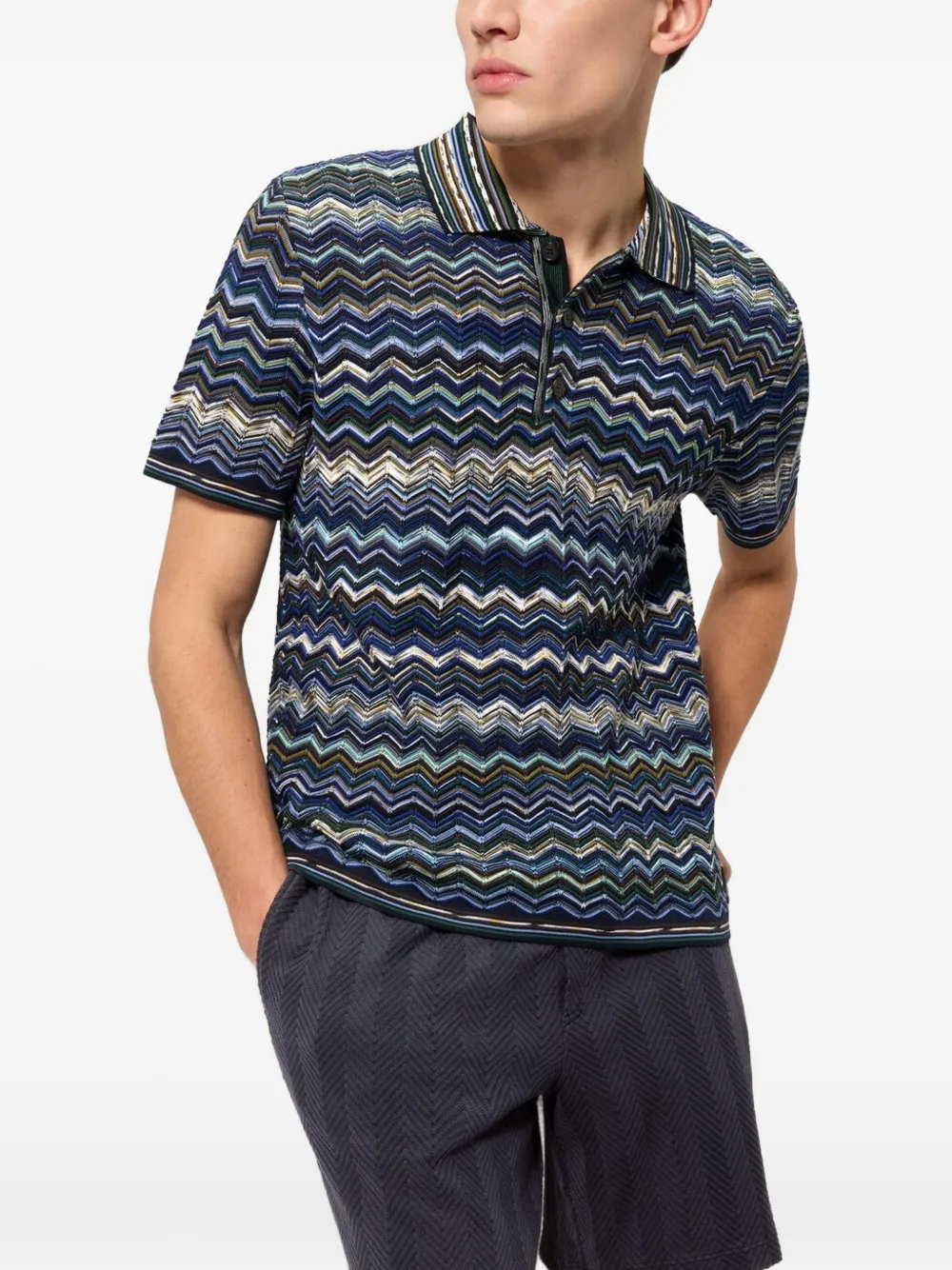 Missoni Shorts met elastische taille en zigzag patroon Blauw