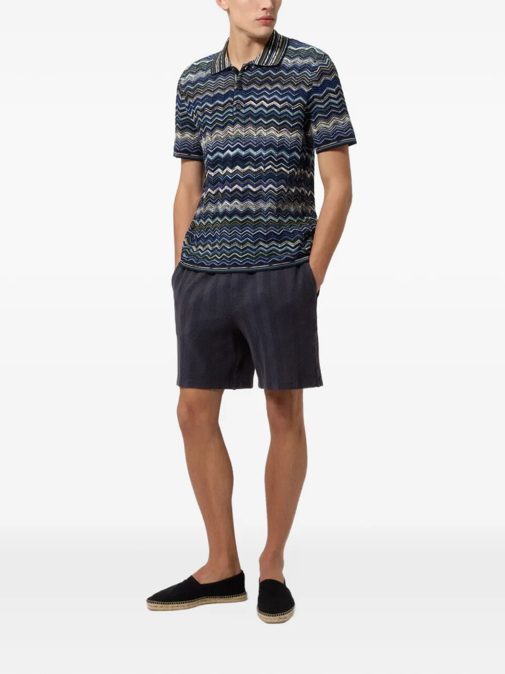 Missoni Shorts met elastische taille en zigzag patroon Blauw