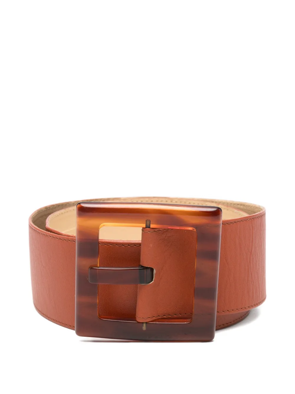 Saint Laurent Pre-Owned 1970s square-buckle belt - Marrone