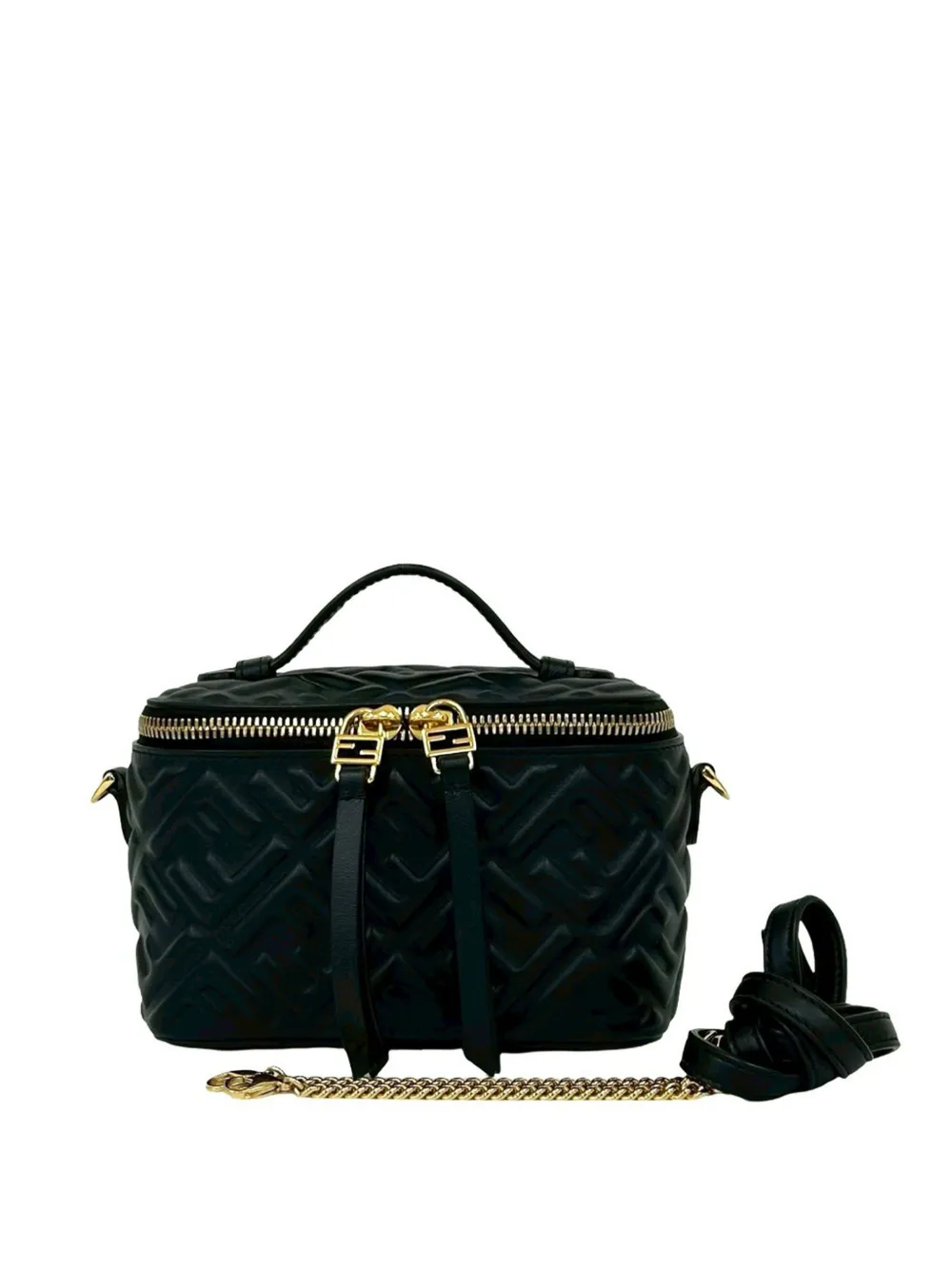 Fendi Pre-Owned 2010-2026 FF Embossed Napppa Vanity Bag satchel - Nero
