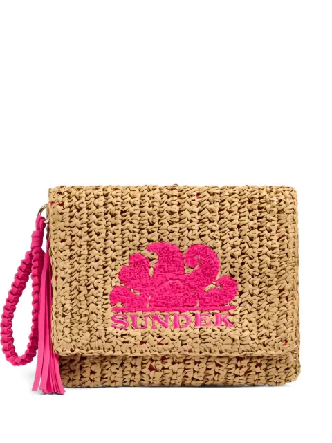 Sundek Gabi logo-patch woven clutch bag