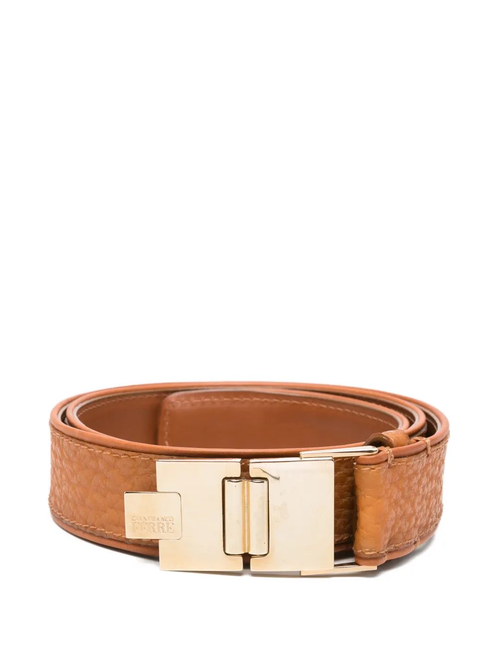 Gianfranco Ferré Pre-Owned 2000s logo-engraved pebbled belt - Toni neutri