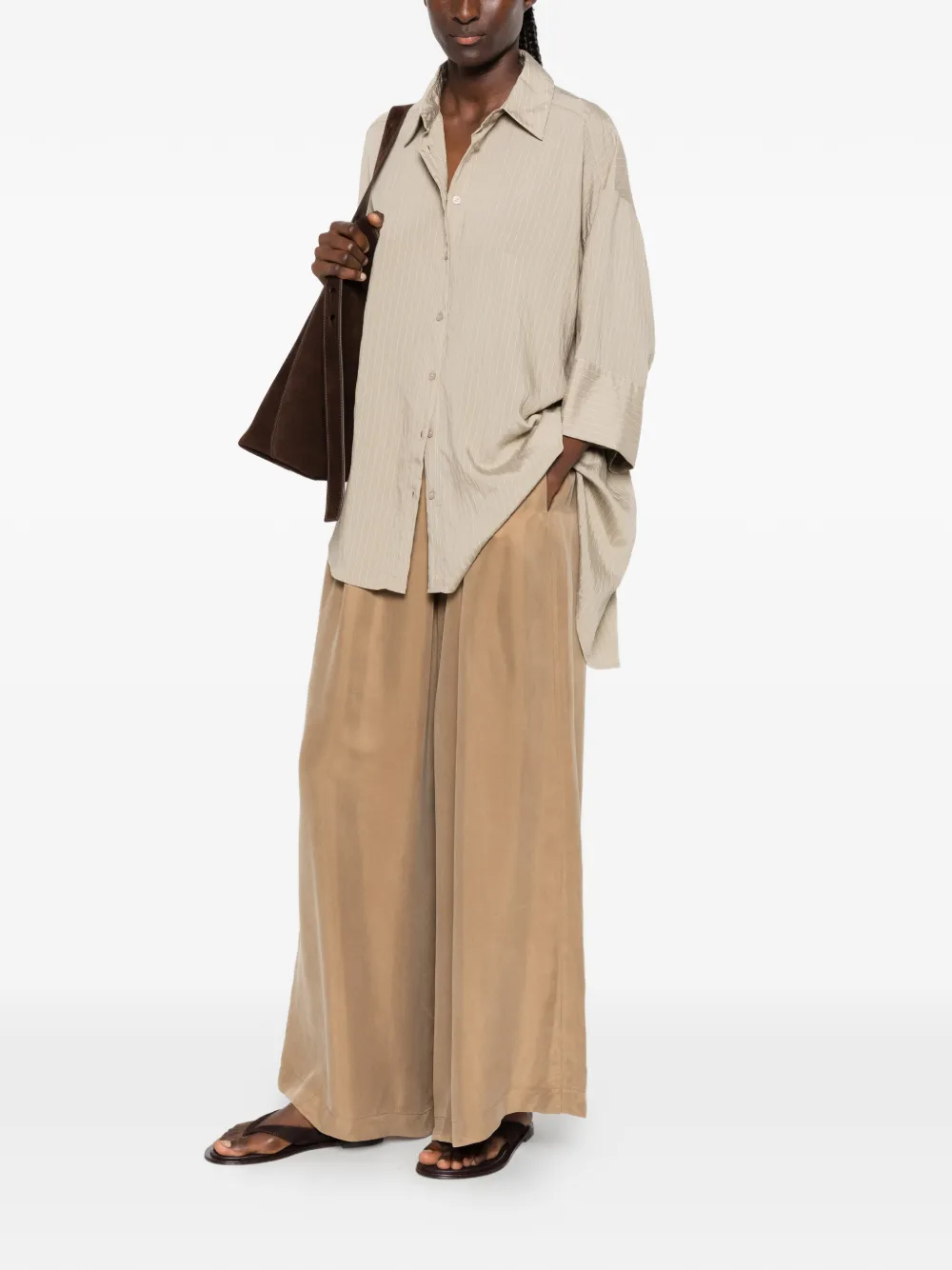 Eleh High-waist broek met ruches Bruin