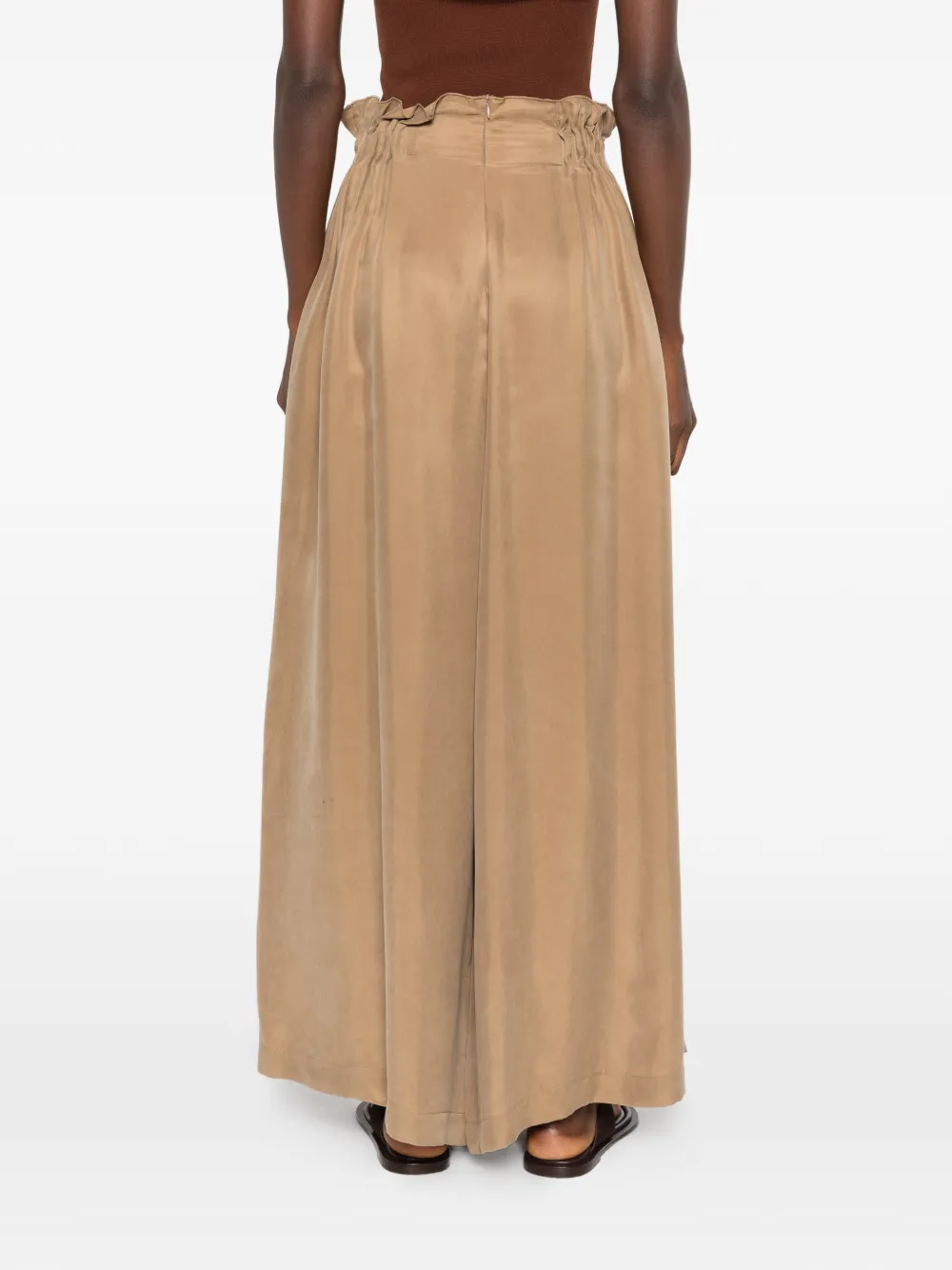 Eleh High-waist broek met ruches Bruin