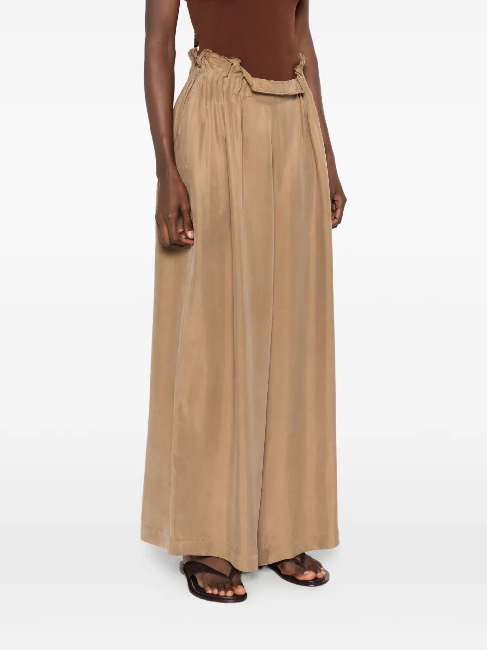 Eleh High-waist broek met ruches Bruin