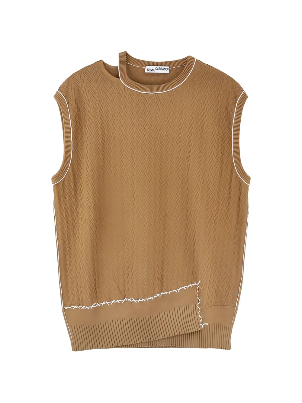 SONIA CARRASCO chevron-knit cut-out sweater - Brown