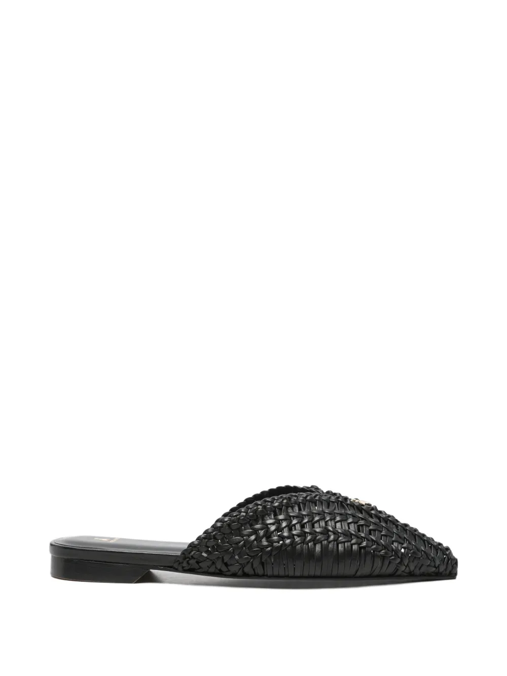 Patrizia Pepe woven pointed-toe leather mules - Schwarz