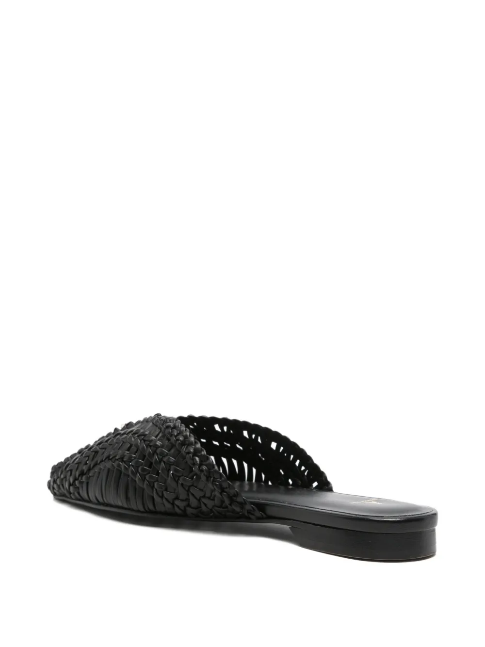 Patrizia Pepe woven pointed-toe leather mules Zwart