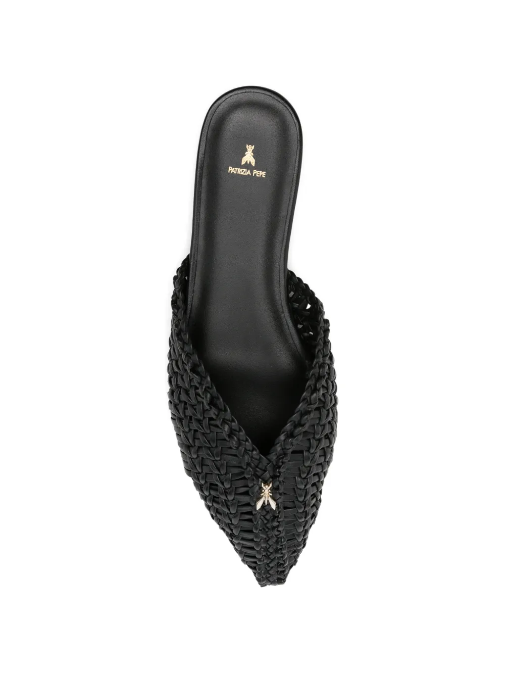 Patrizia Pepe woven pointed-toe leather mules Zwart